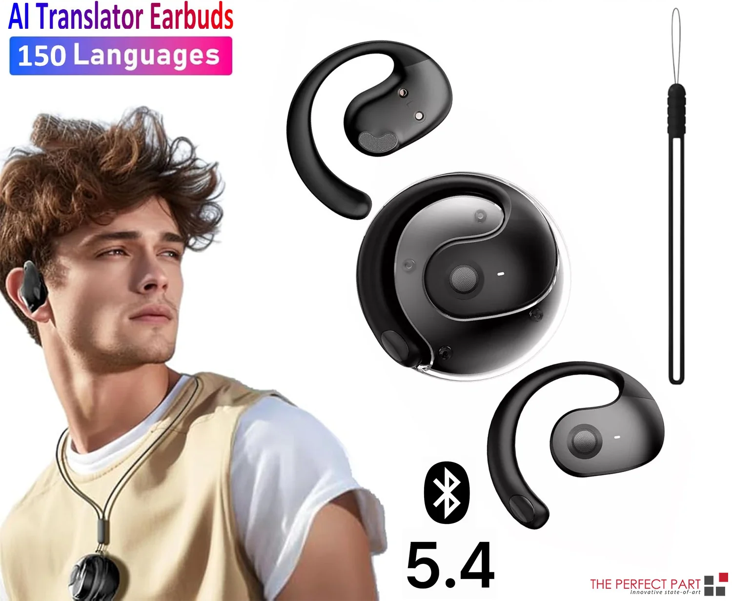 Translator Earbuds 150 Languages Real Time Translation Bluetooth 5.4 Headset 