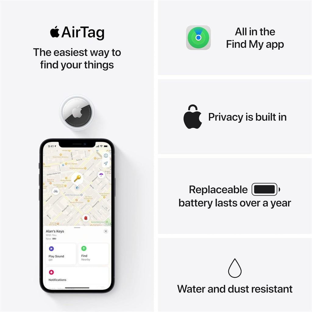 Airtag (1St Generation) - 4 Pack. Keep Track of and Find Your Keys, Wallet, Luggage, Backpack, and More. Simple One-Tap Set up with Iphone or Ipad, Bluetooth