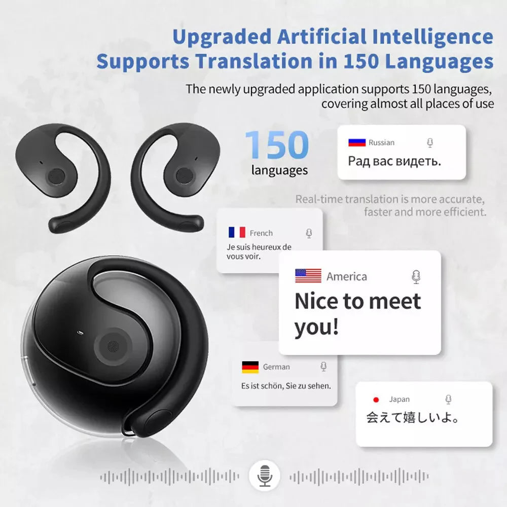 Translator Earbuds 150 Languages Real Time Translation Bluetooth 5.4 Headset 