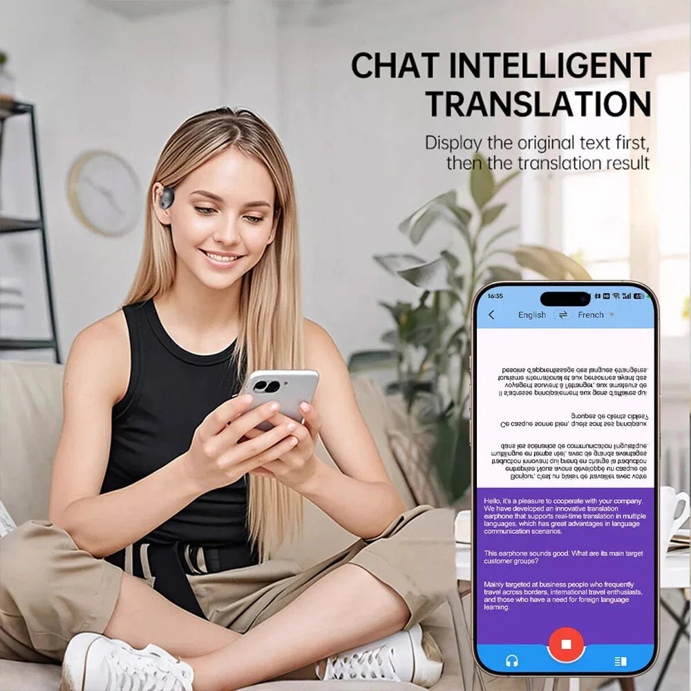 Translator Earbuds 150 Languages Real Time Translation Bluetooth 5.4 Headset 