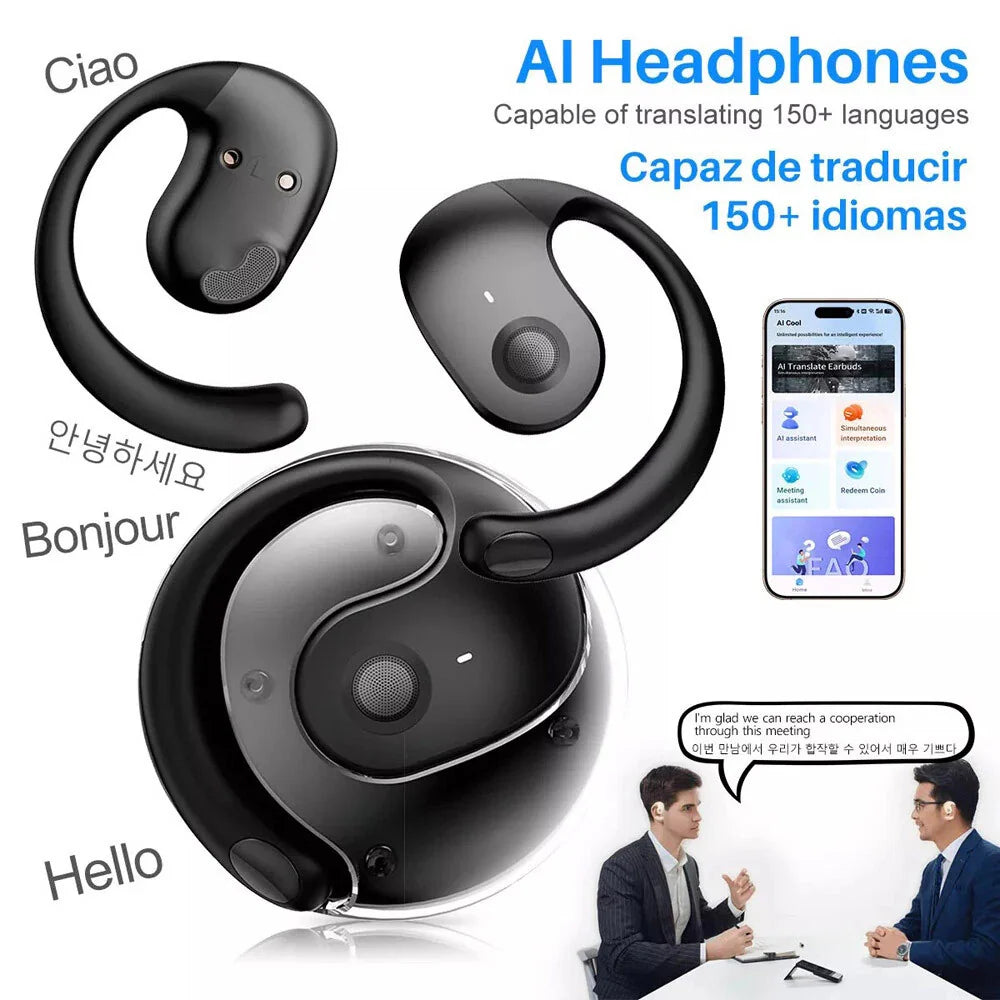 Translator Earbuds 150 Languages Real Time Translation Bluetooth 5.4 Headset 