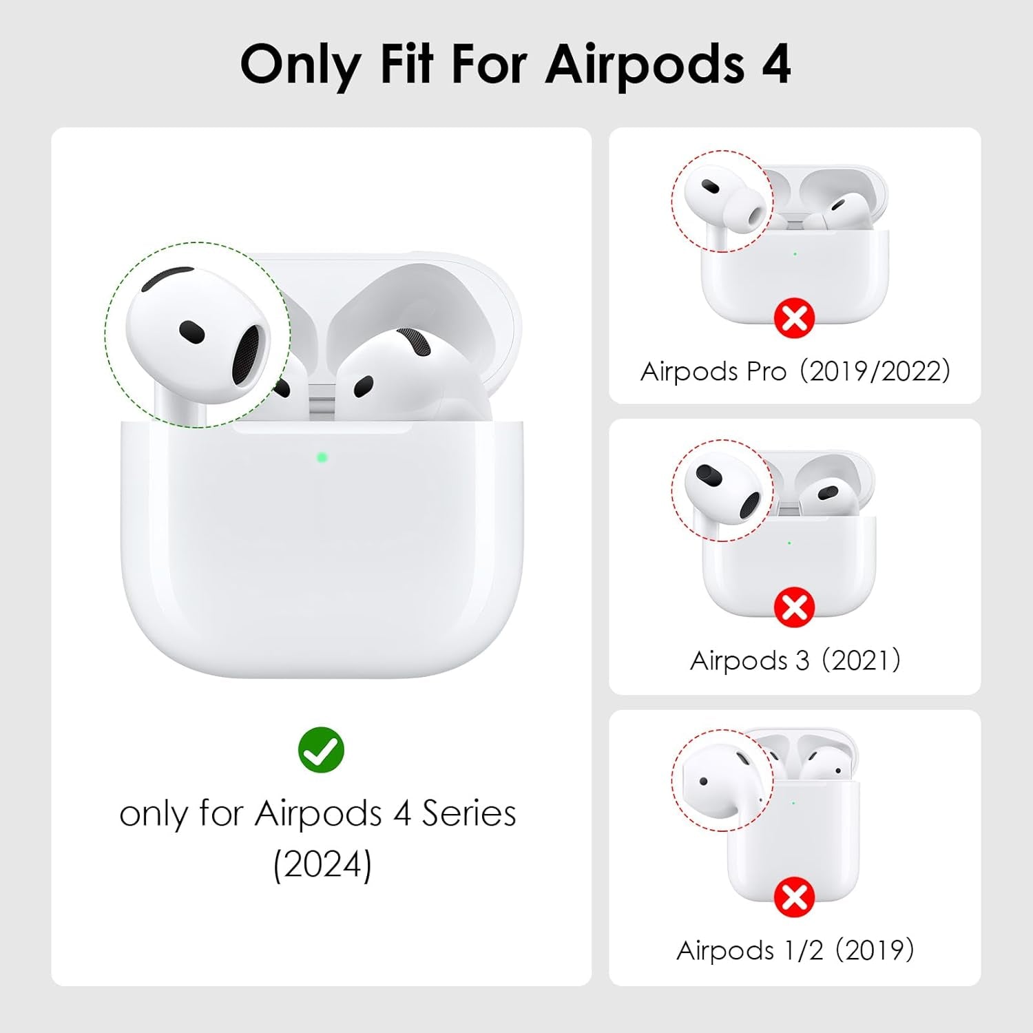 Cute Apple Airpods 4 Cases 2024 (With Safety Lock) Clear Case 